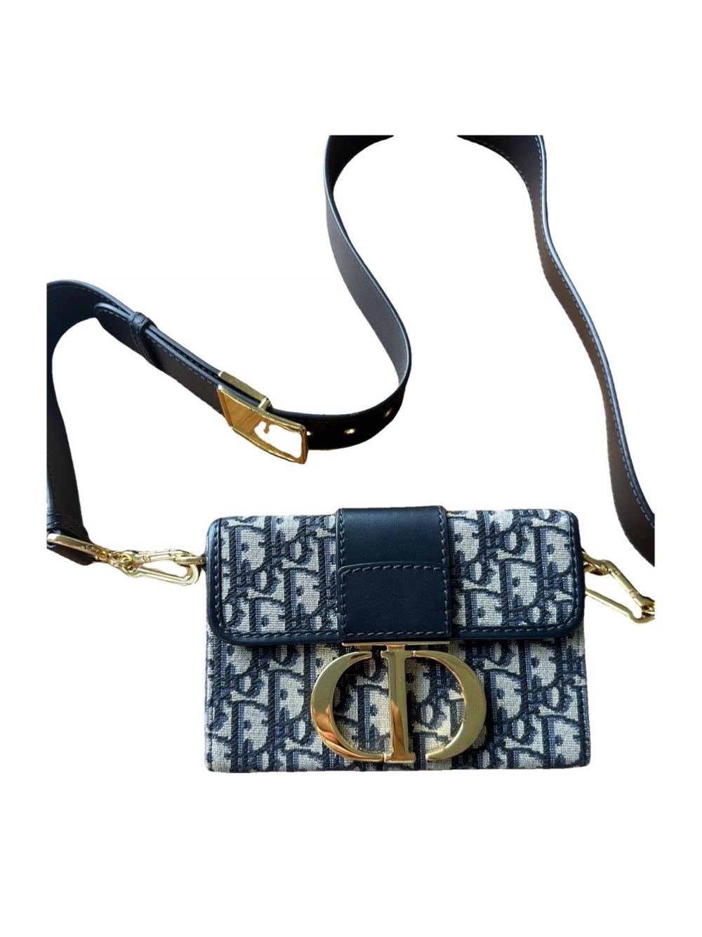 Dior Navy Oblique Mini Bag with Gold CD Buckle